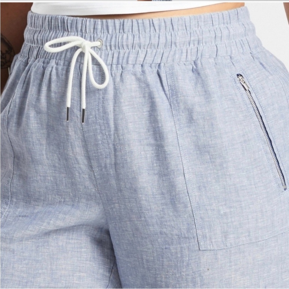 Athleta Cabo Linen Light Blue Drawstring Joggers, 12 - Picture 4 of 16